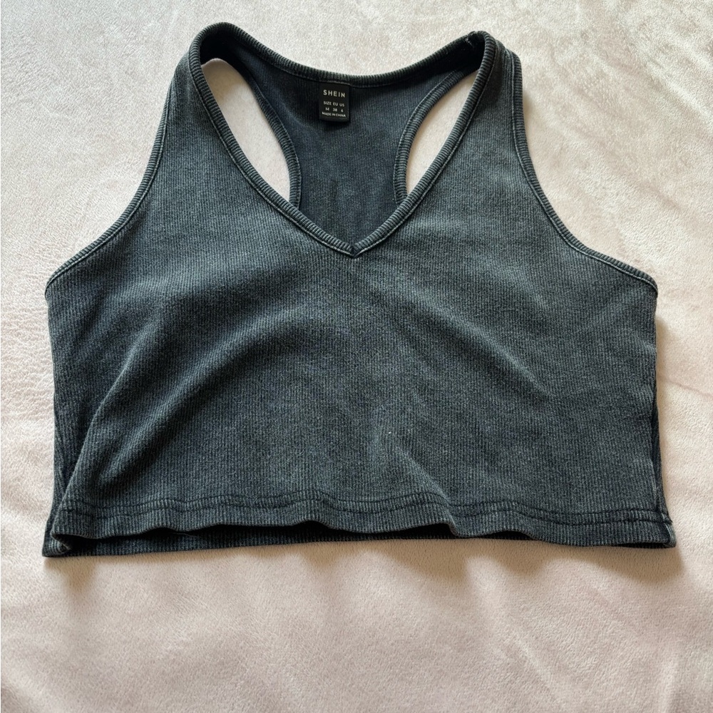 SHEIN Charcoal Ribbed Tank Top